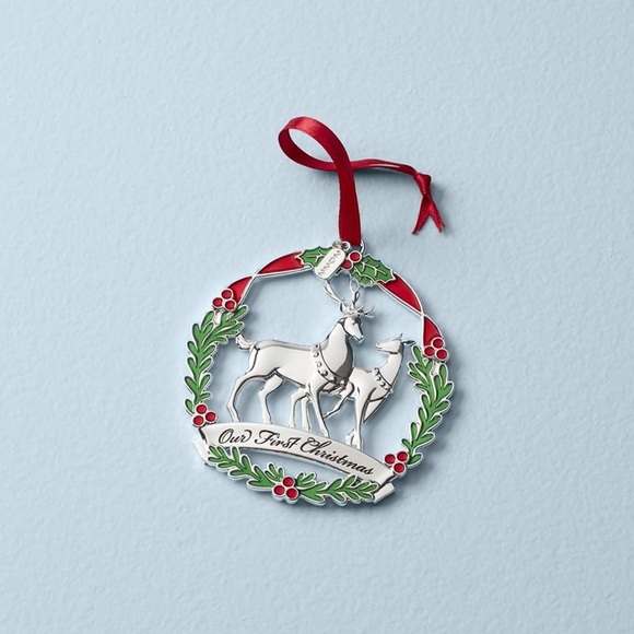 ✨BNWT - Lenox 2022 Our First Christmas Metal Deer Ornament✨ - Picture 1 of 4